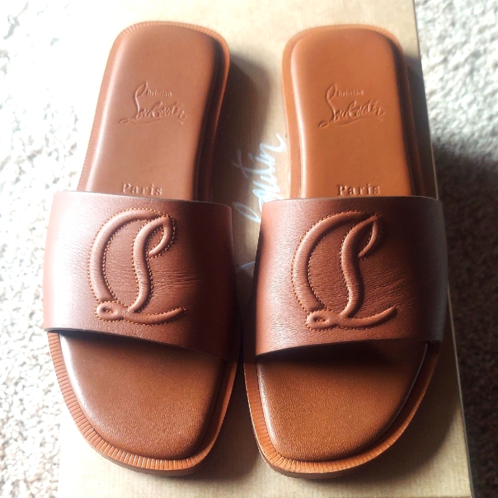 CHRISTIAN LOUBOUTIN LOGO CL Mule Sandals 36.5 $795 w Box